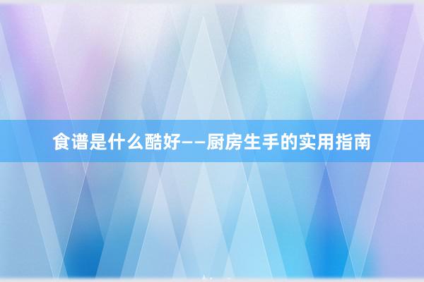 食谱是什么酷好——厨房生手的实用指南